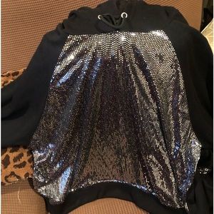 Black two piece set with silver sequence plus size